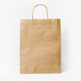 The "Get Hot Outside (Demo)" is a plain brown paper shopping bag with twisted paper handles, standing upright against a white background.